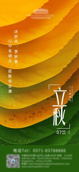 立秋节气海报落叶天简约