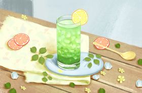 饮品夏季插画卡通背景海报素材