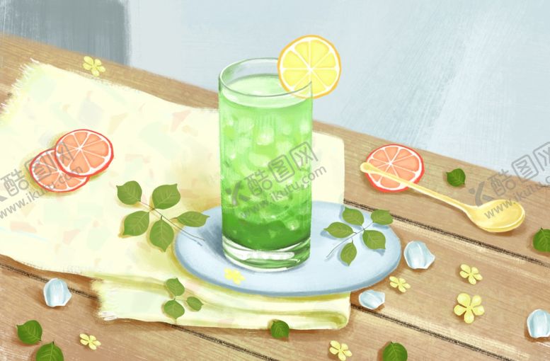 编号：47677505041054009989【酷图网】源文件下载-饮品夏季插画卡通背景海报素材