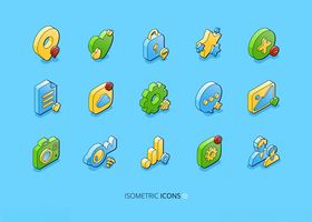 多彩卡通图标集合