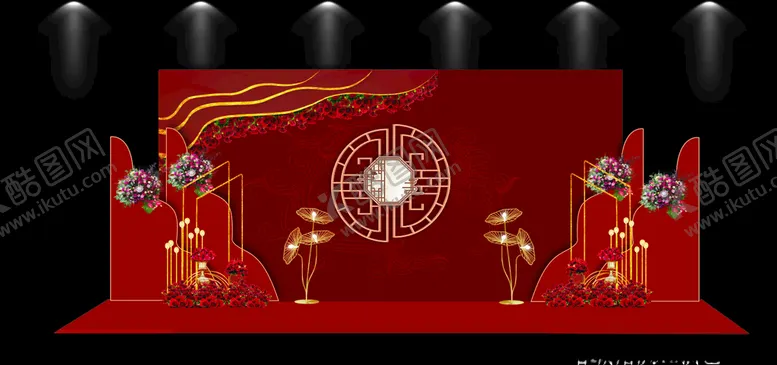 编号：45700405011035209983【酷图网】源文件下载-红色中式婚礼背景