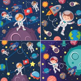 外太空宇航员主题插画