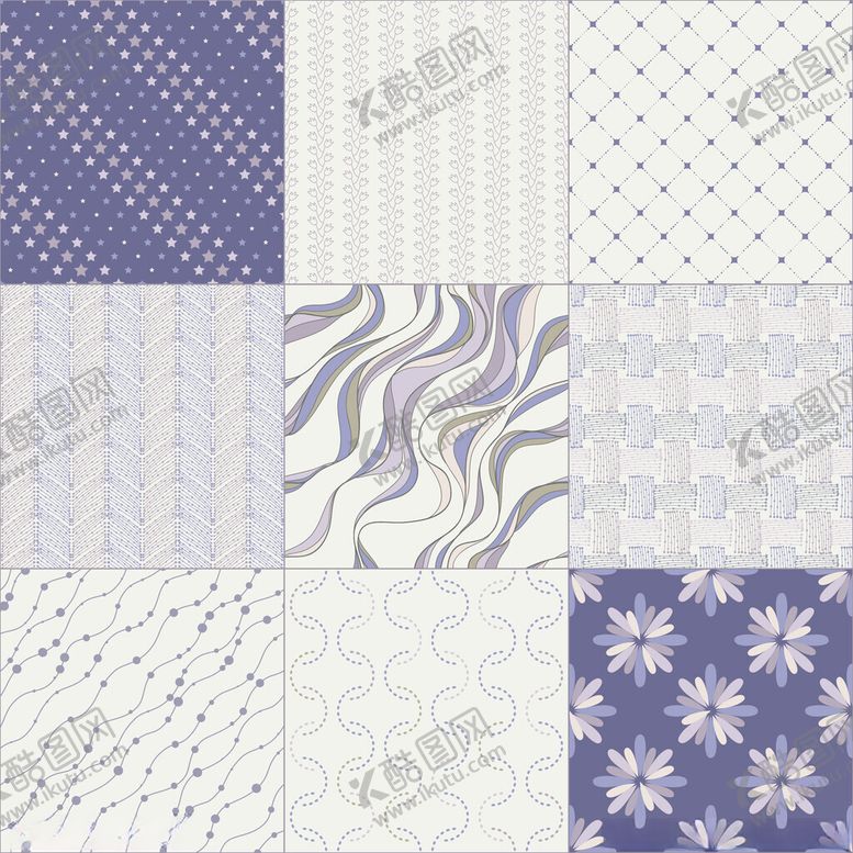 编号：76391311021548281260【酷图网】源文件下载-淡紫色系几何花纹图案集