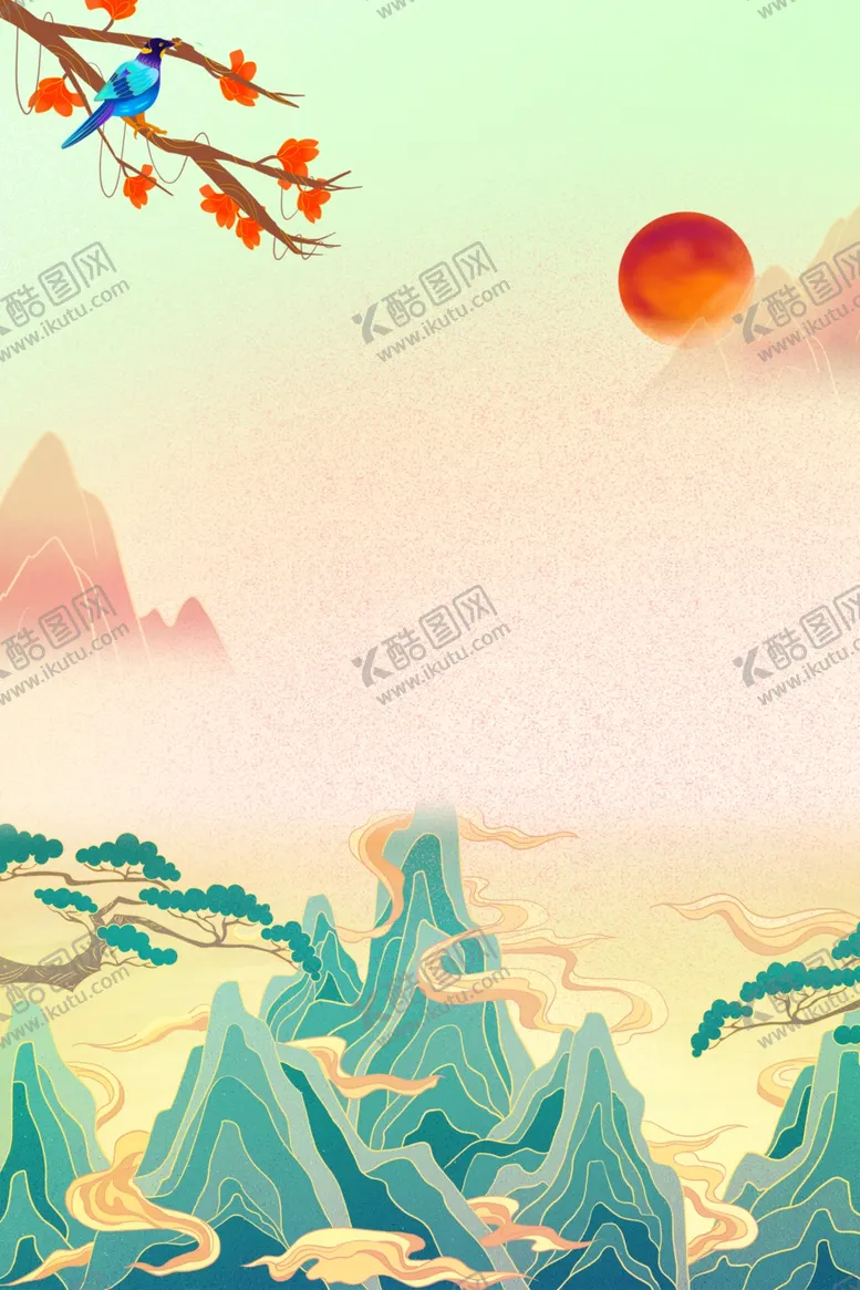 编号：82224512210537544566【酷图网】源文件下载-山水插画