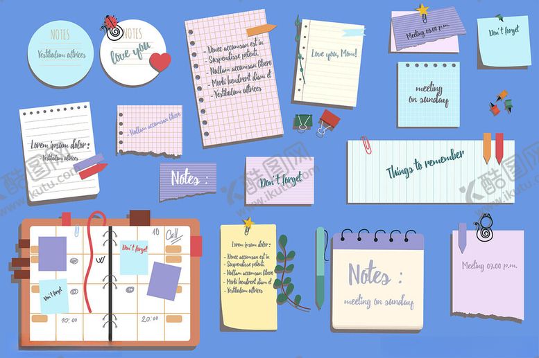 编号：44085010011032137854【酷图网】源文件下载-便签与笔记本插图