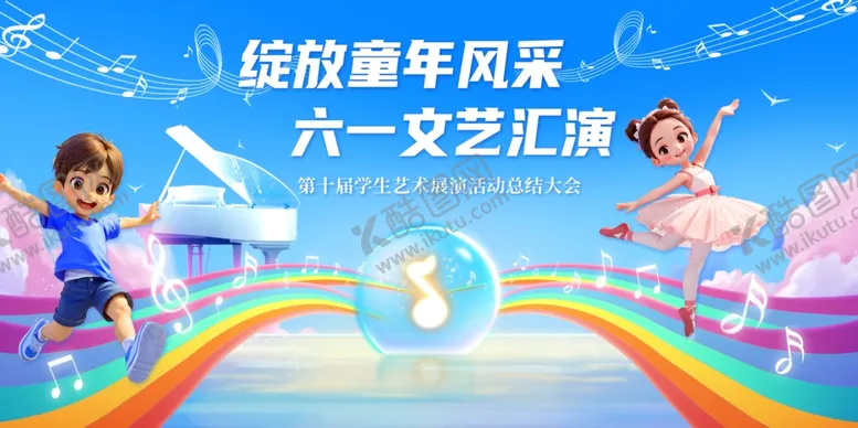 编号：38106106291826257972【酷图网】源文件下载-儿童节文艺汇演背景板