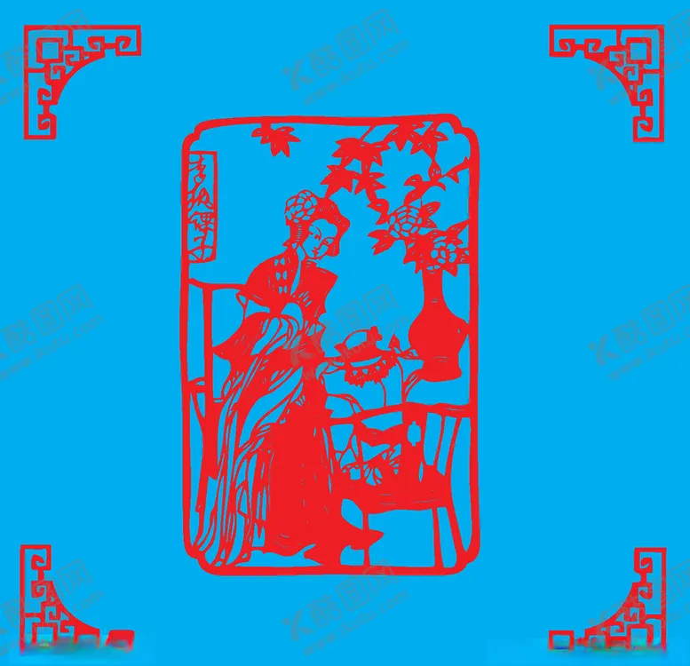 编号：23207304191452459203【酷图网】源文件下载-李纨课子剪纸