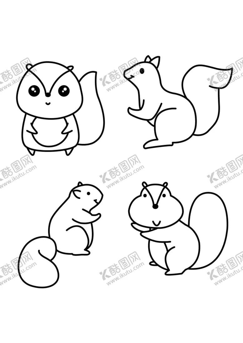 编号：16928309130454013617【酷图网】源文件下载-手绘简笔松鼠简笔画AI