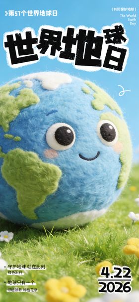 毛毡风世界地球日创意海报