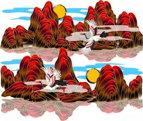 秋日山水风光插画