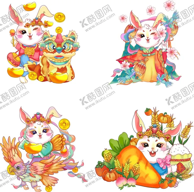 编号：92688712151346132522【酷图网】源文件下载- 兔年手绘年画卡通