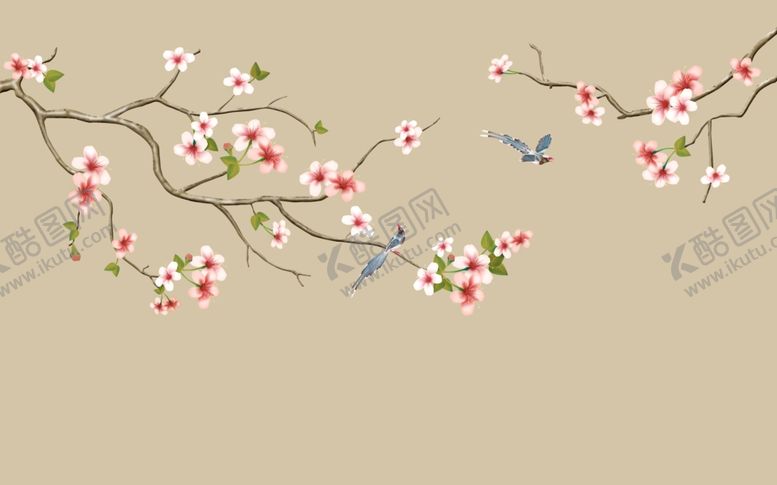 编号：83519610311154502223【酷图网】源文件下载-花鸟画喜鹊背景墙