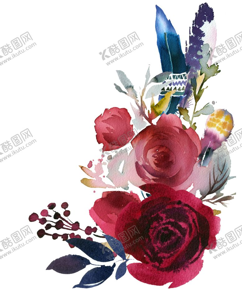 编号：42851101140041115633【酷图网】源文件下载-水彩花卉 