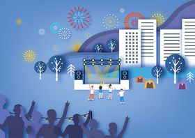 中秋国庆晚会热闹场景