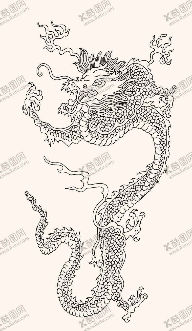 编号：56822601202352564991【酷图网】源文件下载-古典龙线稿
