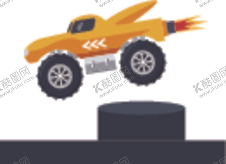 编号：67768607071108587461【酷图网】源文件下载-黄色火箭车飞跃黑色障碍