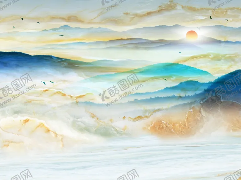 编号：40116307020049145593【酷图网】源文件下载-大理石纹山水背景墙