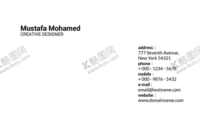 编号：23668309241238357826【酷图网】源文件下载-时尚名片