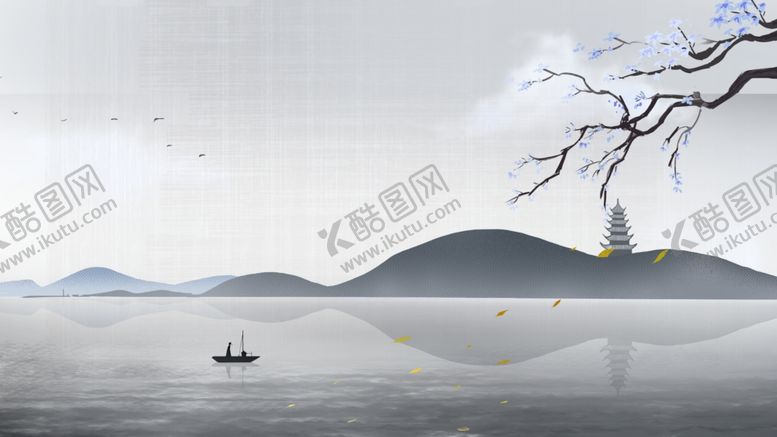 编号：38002709300035344246【酷图网】源文件下载-山水古风水墨传统插画背景