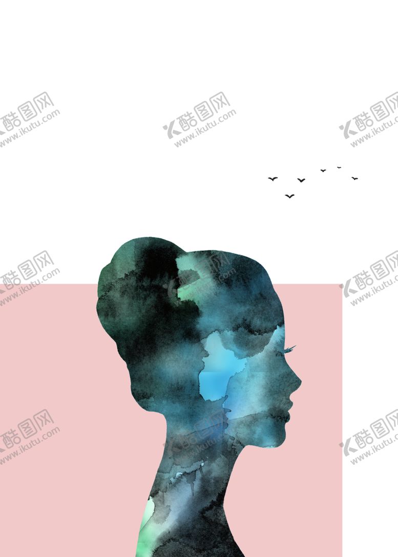 编号：62589807070513483776【酷图网】源文件下载-现在水彩女郎意境装饰画