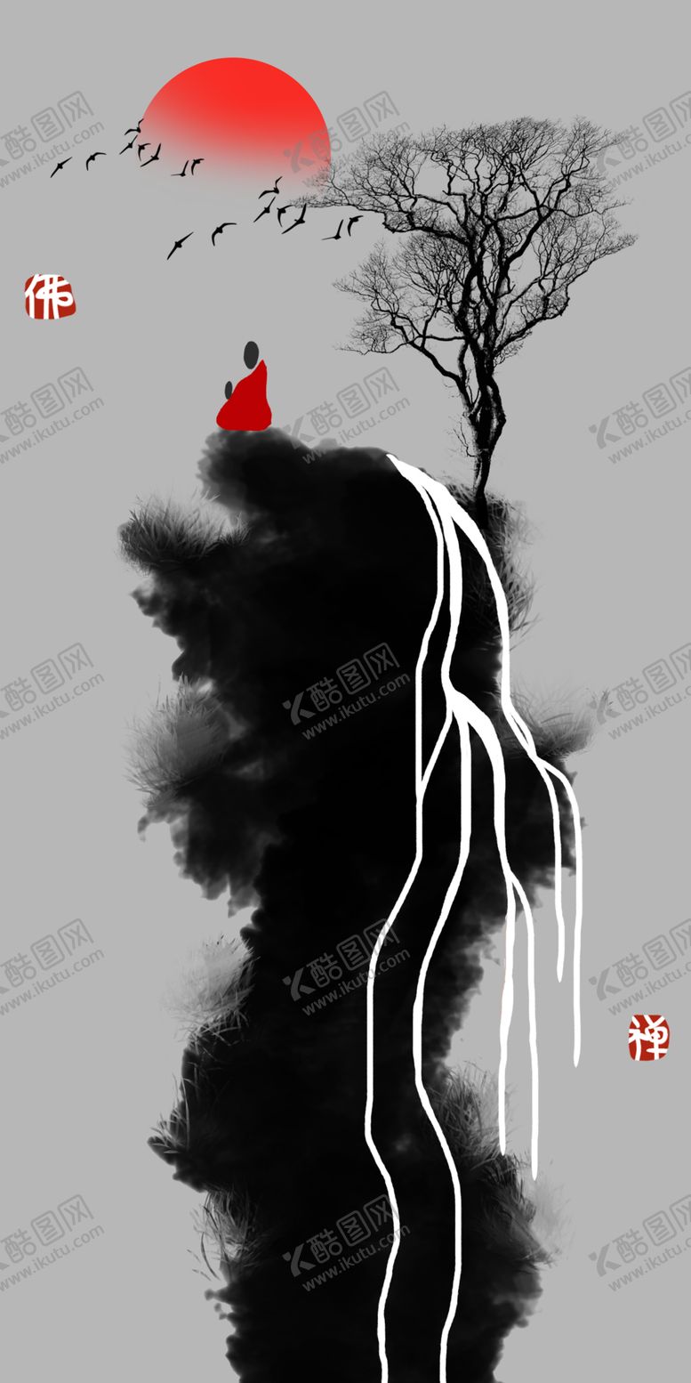 编号：33036109212113322173【酷图网】源文件下载-中式禅意装饰画