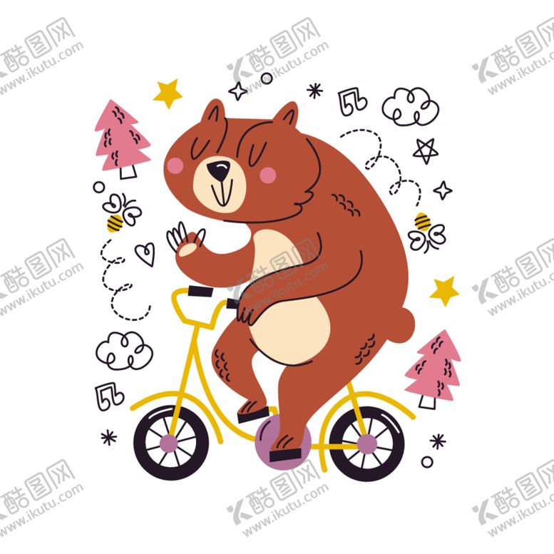 编号：60650312122351063850【酷图网】源文件下载-可爱手绘动物插图