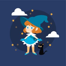 卡通魔女人物巫万圣节