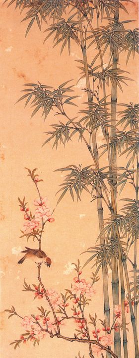 翠竹工笔画复古传统背景素材