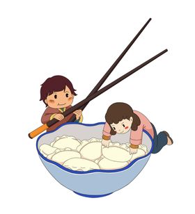手绘饺子素材