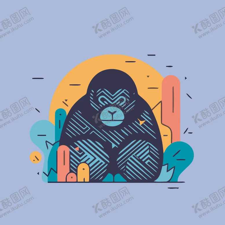 编号：27381501310555411315【酷图网】源文件下载-大猩猩自然矢量艺术插画