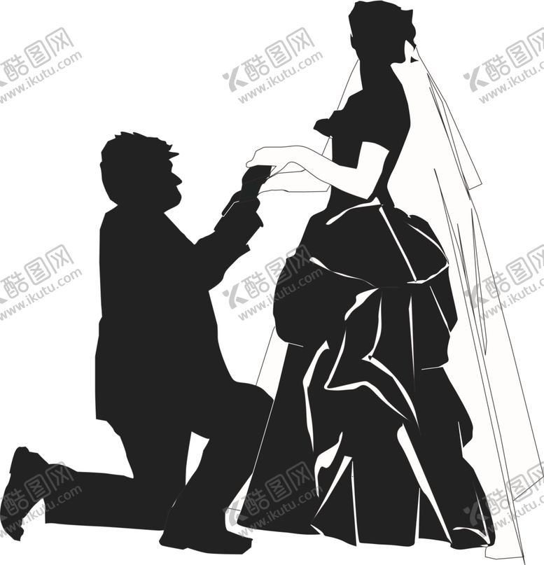 编号：25706805140050415576【酷图网】源文件下载-婚纱人物剪影