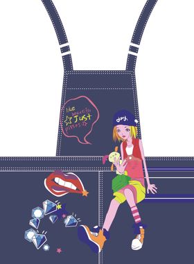 牛仔女孩大版T