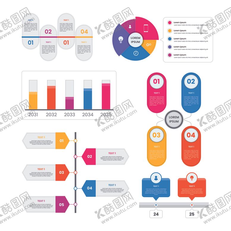 编号：19292311021820229950【酷图网】源文件下载-多彩商务信息图表集合