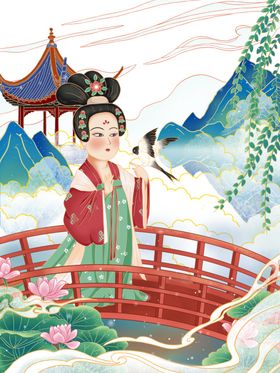 国潮图片中风海报文化绚丽中风元素