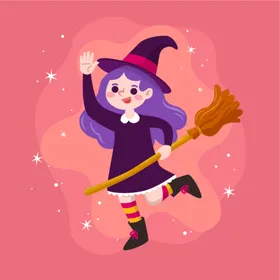 卡通魔女万圣节法巫