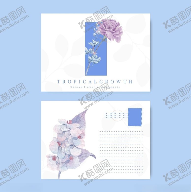 编号：54737406291512379320【酷图网】源文件下载-花卉主题明信片设计
