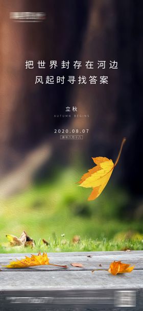 地产立秋节气海报枫叶二十四天