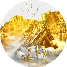麋鹿装饰画新中式挂抽象玄关