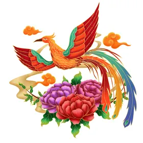凤凰素材龙插画中国风国潮