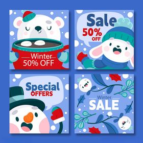 冬季促销卡通海报