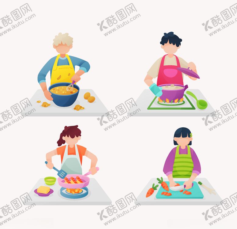 编号：41772810212333299042【酷图网】源文件下载-矢量卡通厨师人物