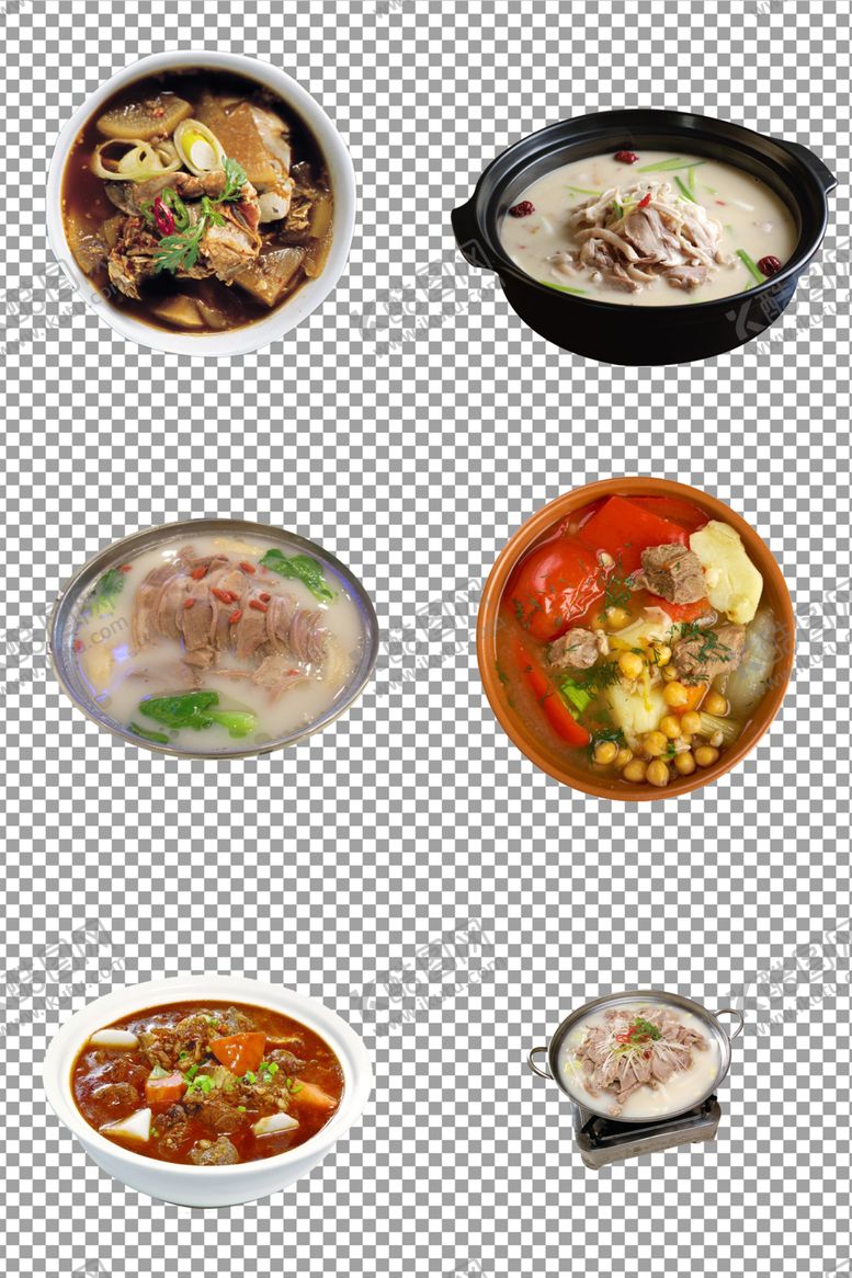 滋补羊肉砂锅汤元素特色美食PNG免抠图