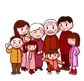 新年卡通画手绘过送福夜饭