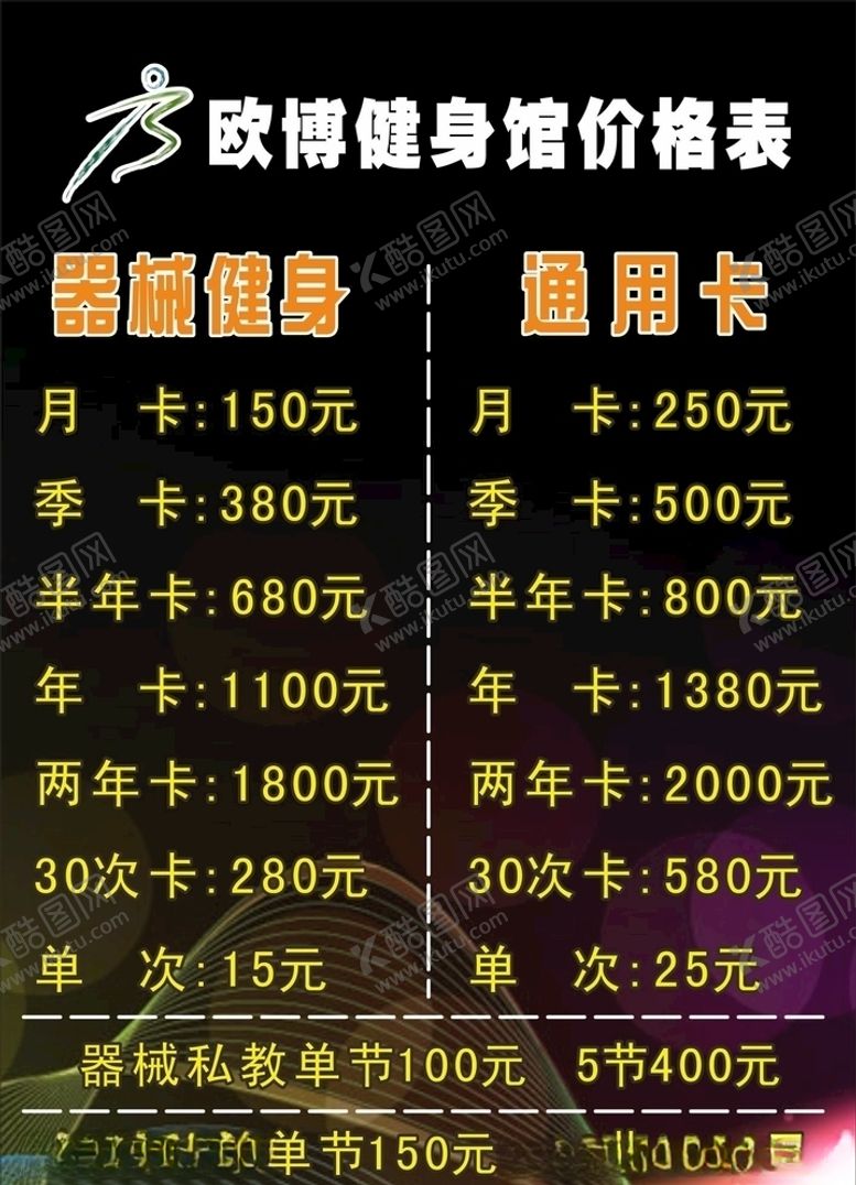 编号：13554110271352327840【酷图网】源文件下载-健身房价格表