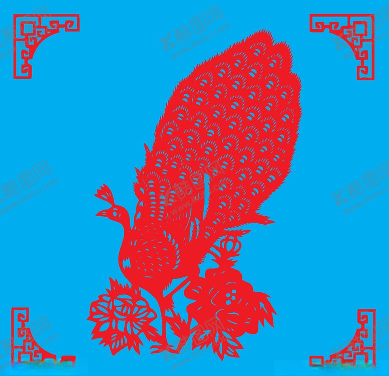编号：37267910311349091864【酷图网】源文件下载-孔雀剪纸