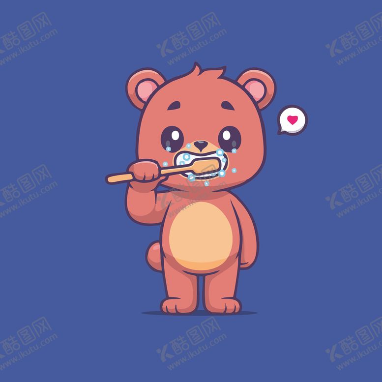 编号：98461602121111248635【酷图网】源文件下载-可爱小熊刷牙卡通矢量儿童插画