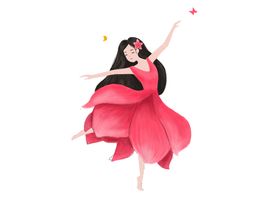 舞蹈花仙子插画卡通背景素材