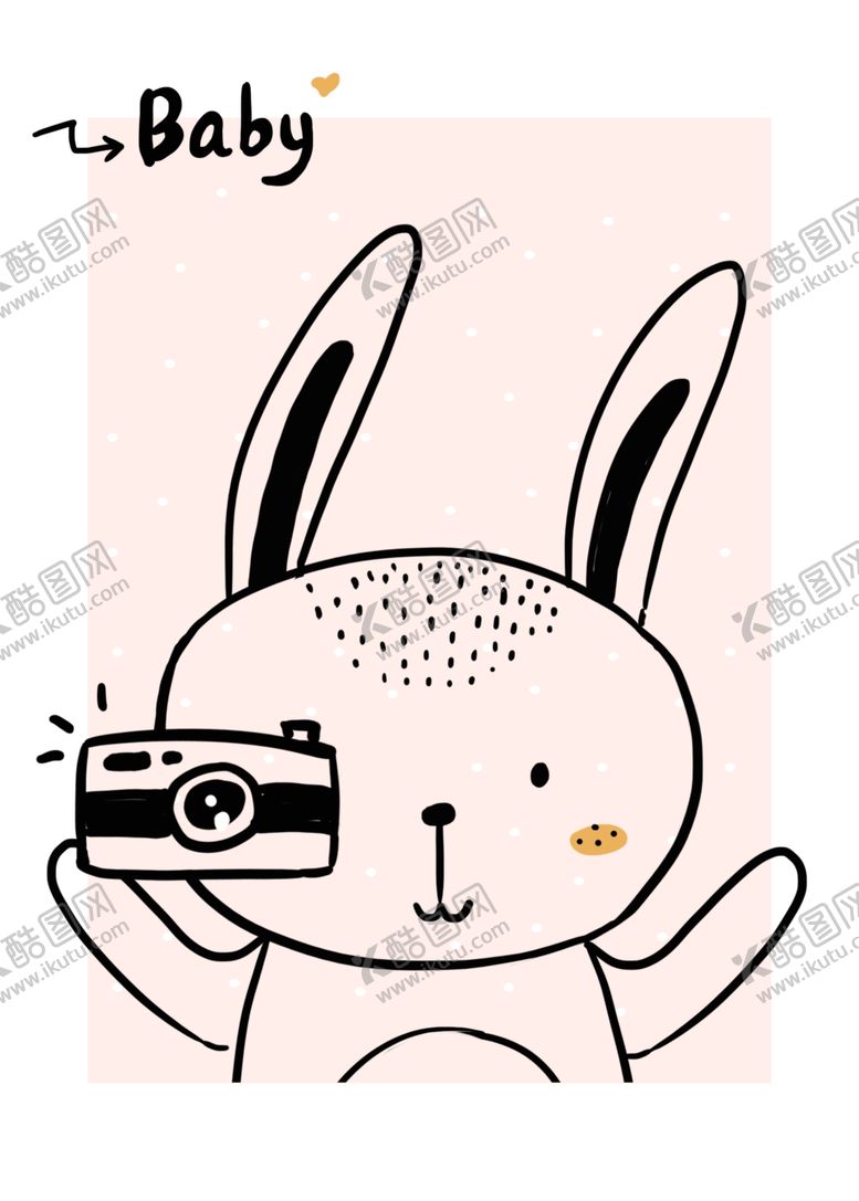 编号：80554610040548588914【酷图网】源文件下载-兔子线稿插画