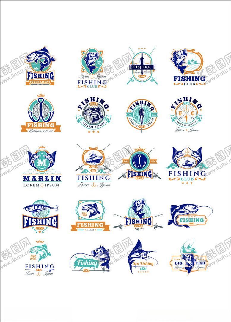 编号：27222911020706268043【酷图网】源文件下载-多样海洋主题标志设计