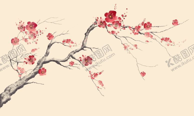 编号：34644707070449498359【酷图网】源文件下载-水墨梅花